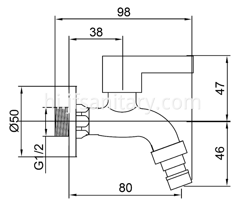 Size Of Washing Machine Bib Tap